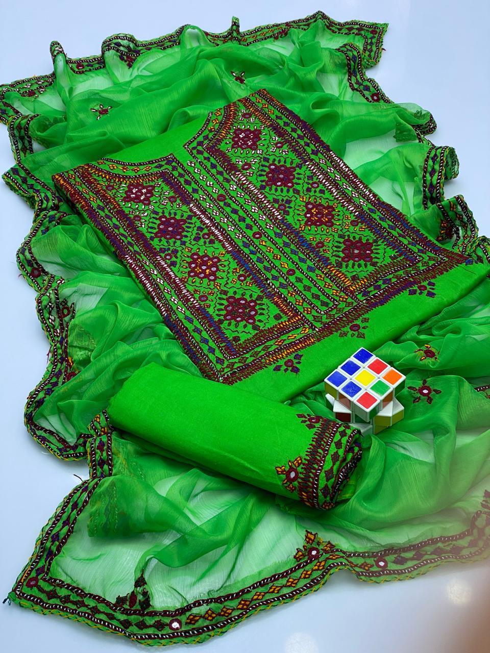 3PC LADIES UNSTITCHED BALOCHI HEAVY EMBROIDERY DRESS
