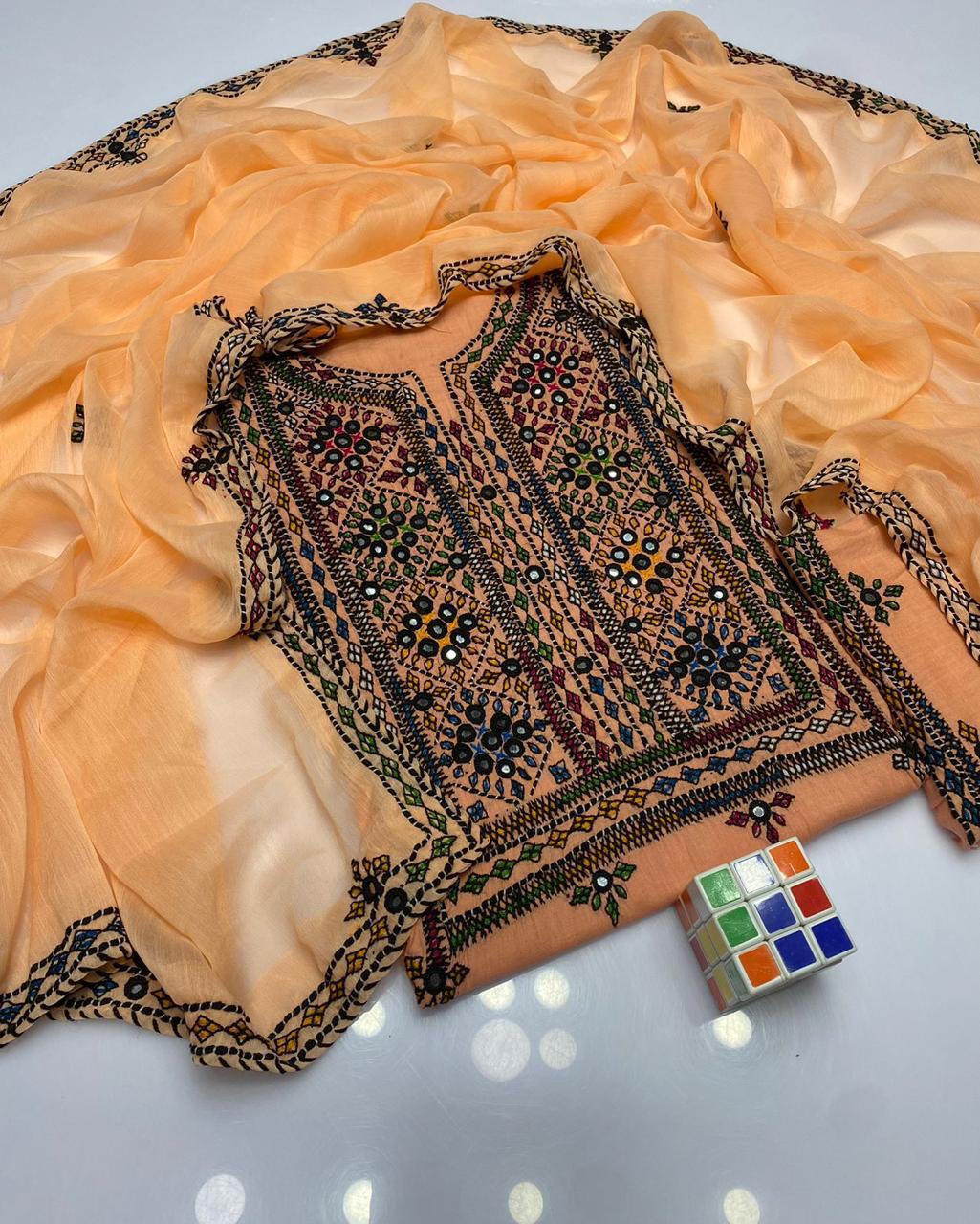 3PC LADIES UNSTITCHED BALOCHI HEAVY EMBROIDERY DRESS