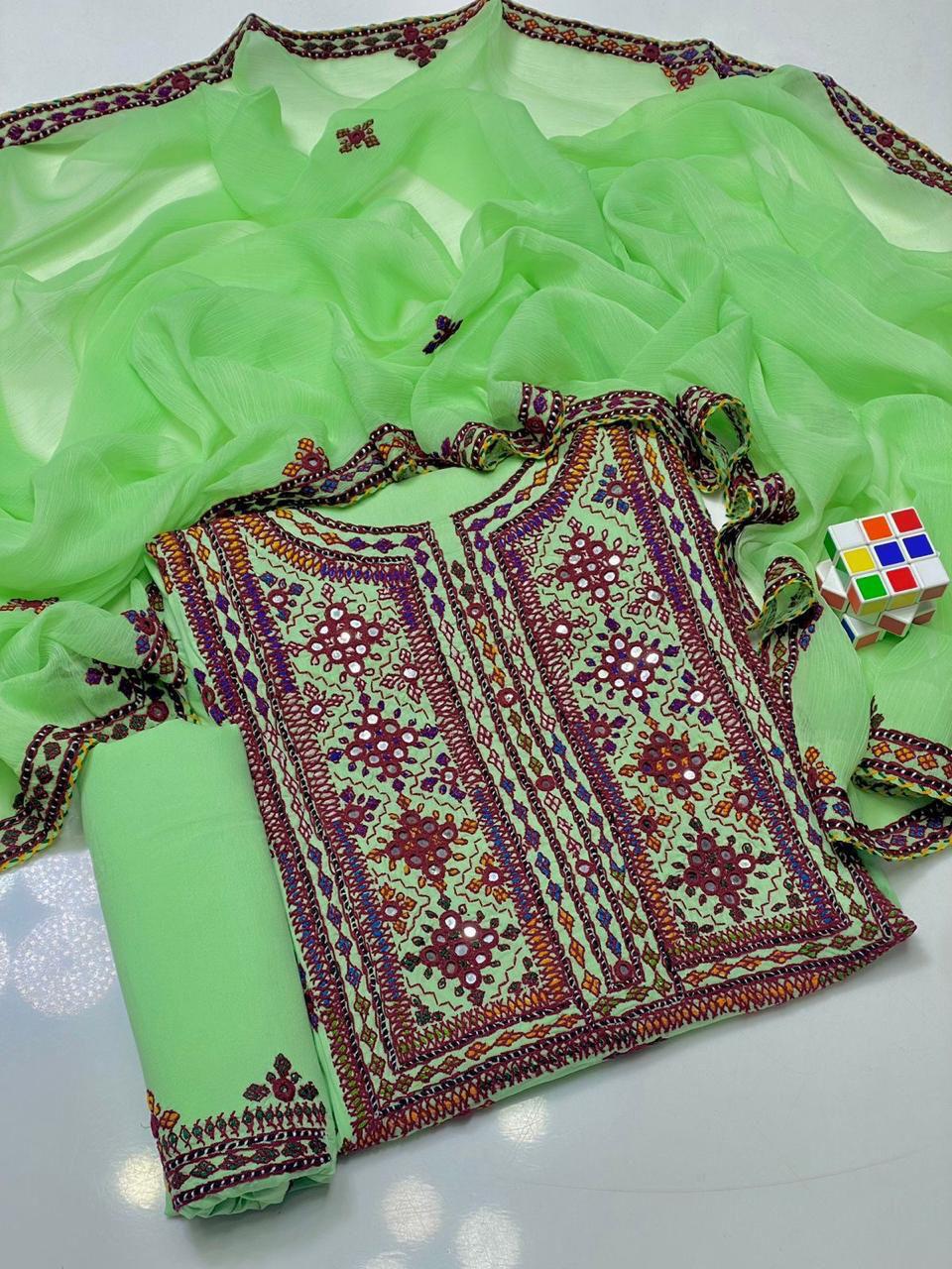3PC LADIES UNSTITCHED BALOCHI HEAVY EMBROIDERY DRESS