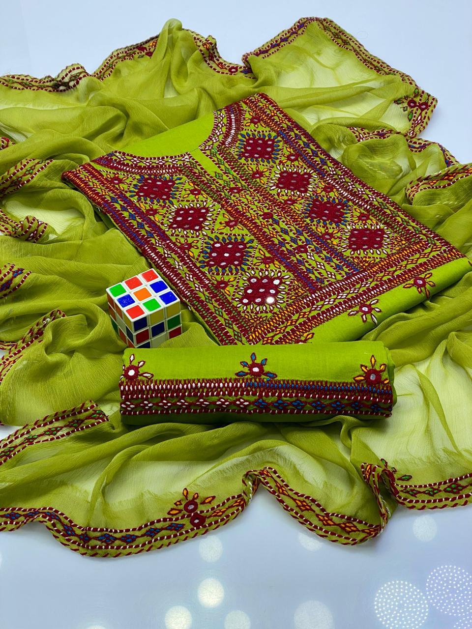 3PC LADIES UNSTITCHED BALOCHI HEAVY EMBROIDERY DRESS
