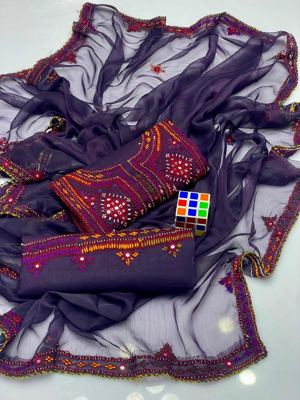 3PC LADIES UNSTITCHED BALOCHI HEAVY EMBROIDERY DRESS