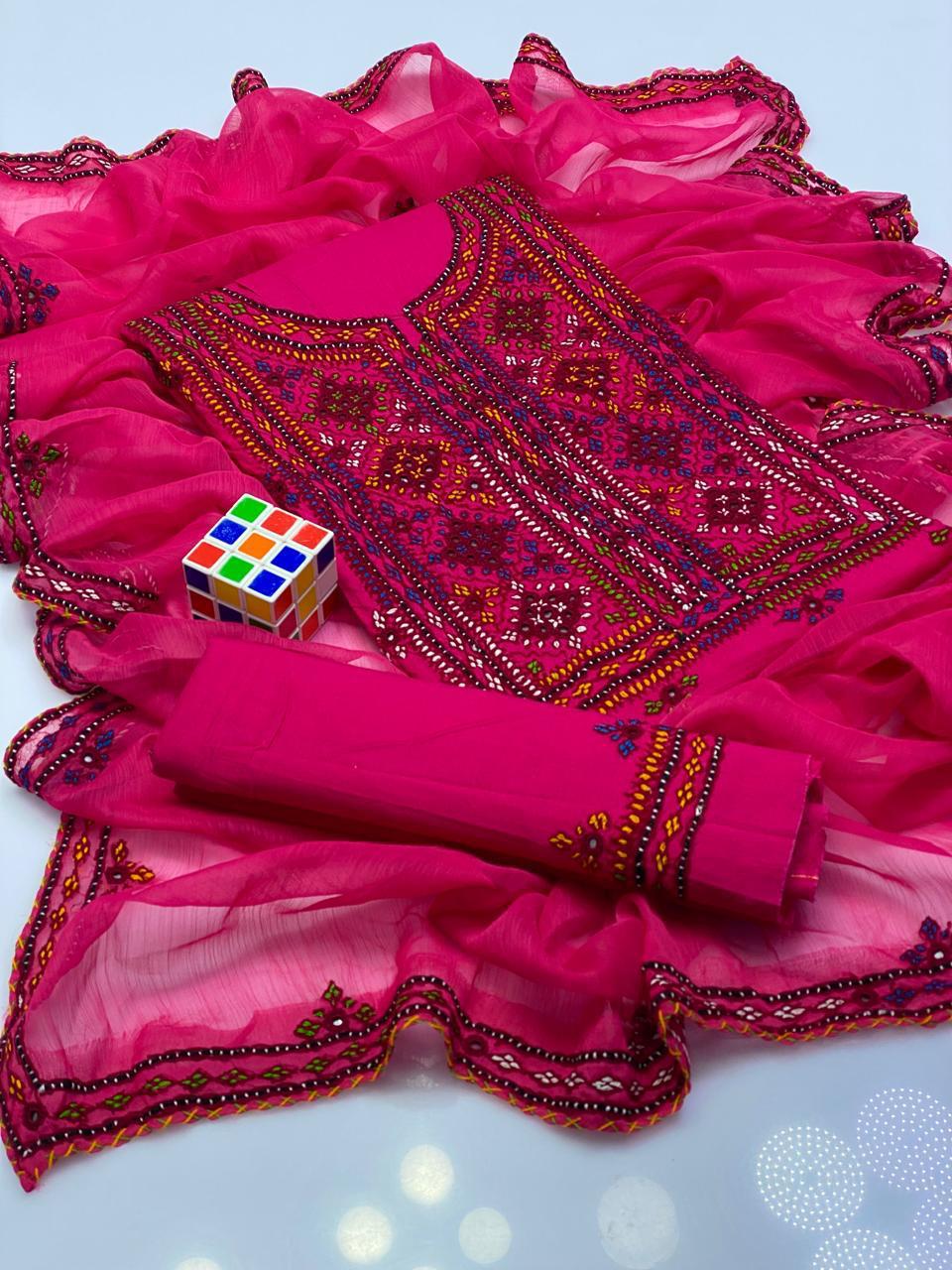 3PC LADIES UNSTITCHED BALOCHI HEAVY EMBROIDERY DRESS