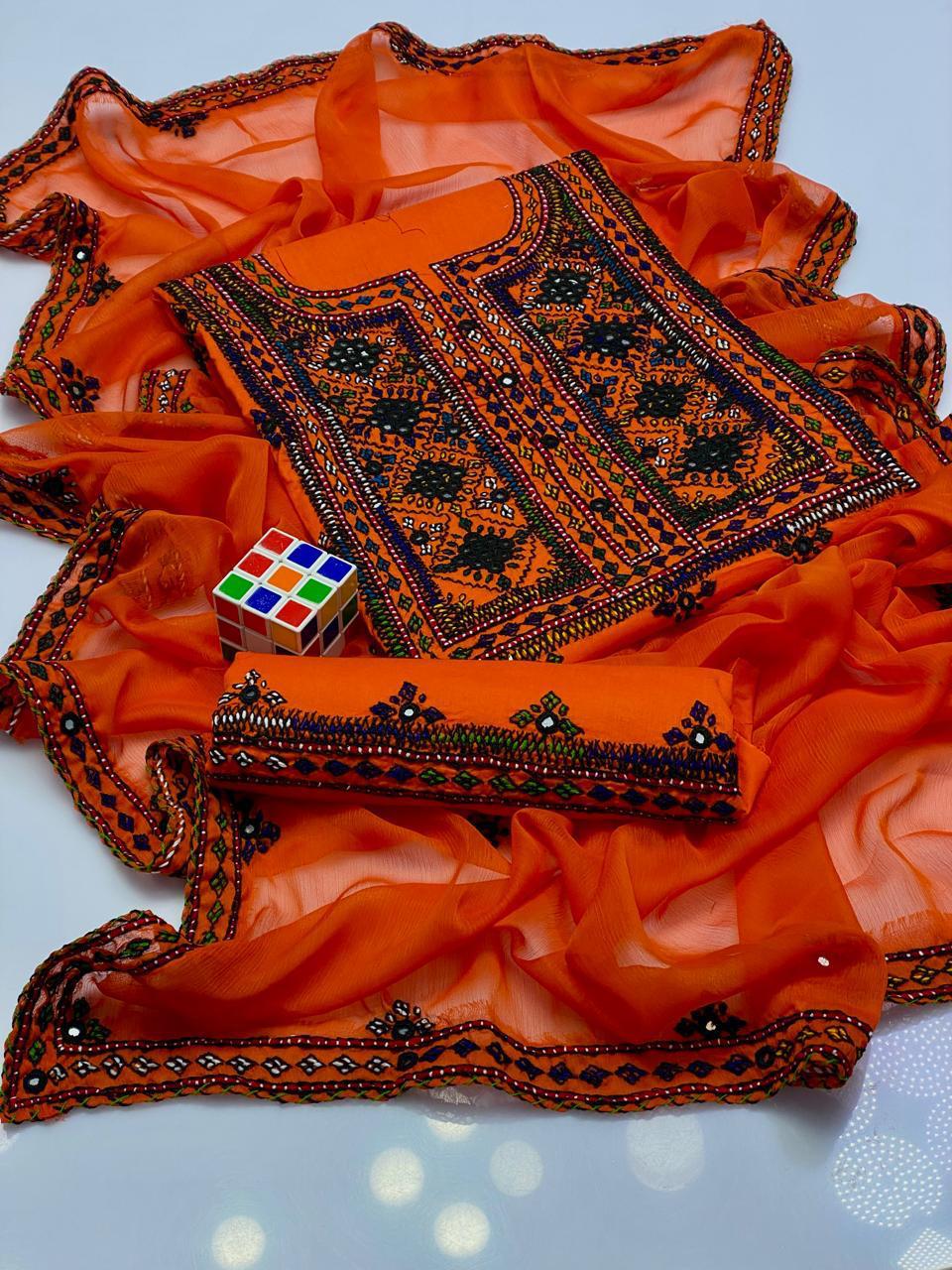 3PC LADIES UNSTITCHED BALOCHI HEAVY EMBROIDERY DRESS
