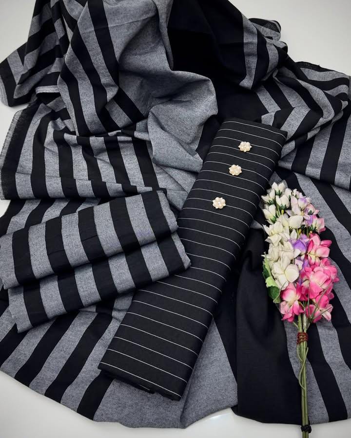 KHADDAR SELF LINING LADIES WINTER UNSTITCHED 3PC DRESS