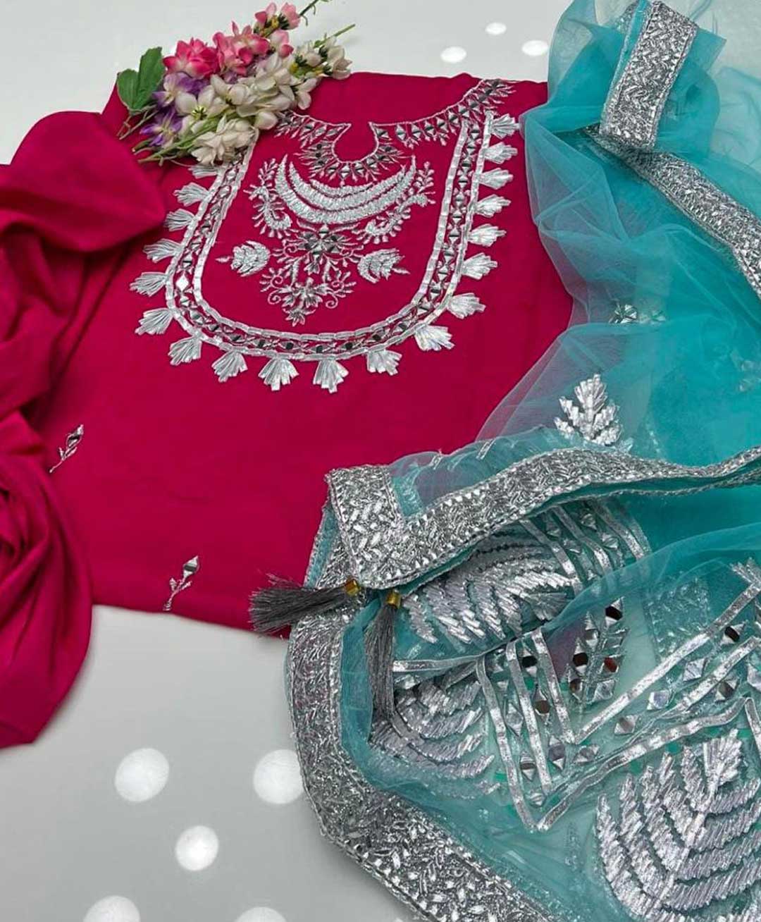 3 PC Unstitched Kathaan Shirt & Trouser With Net Dupatta