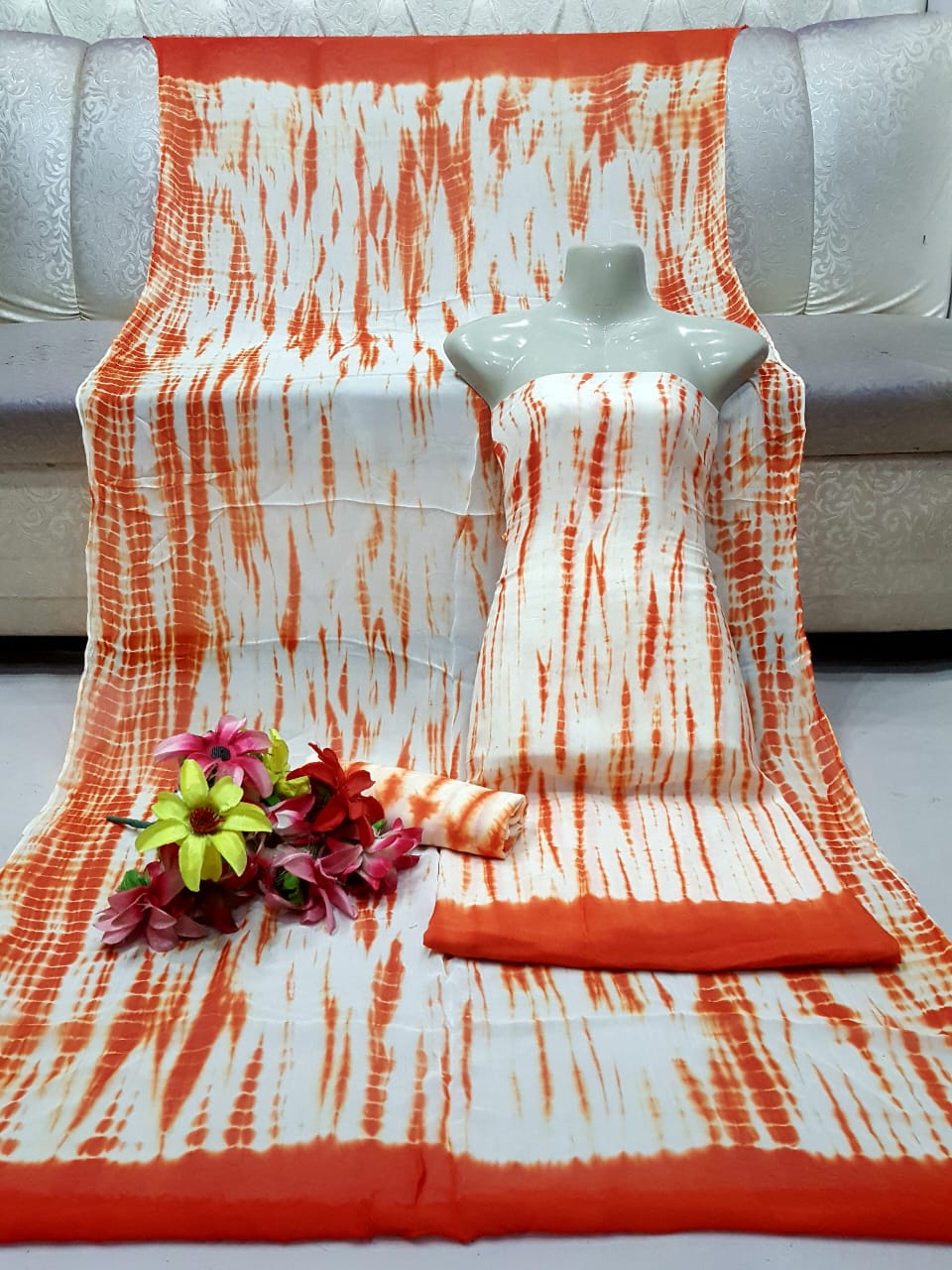 3PC LINEN TYE&DYE CASUAL WEAR WOMEN DRESS