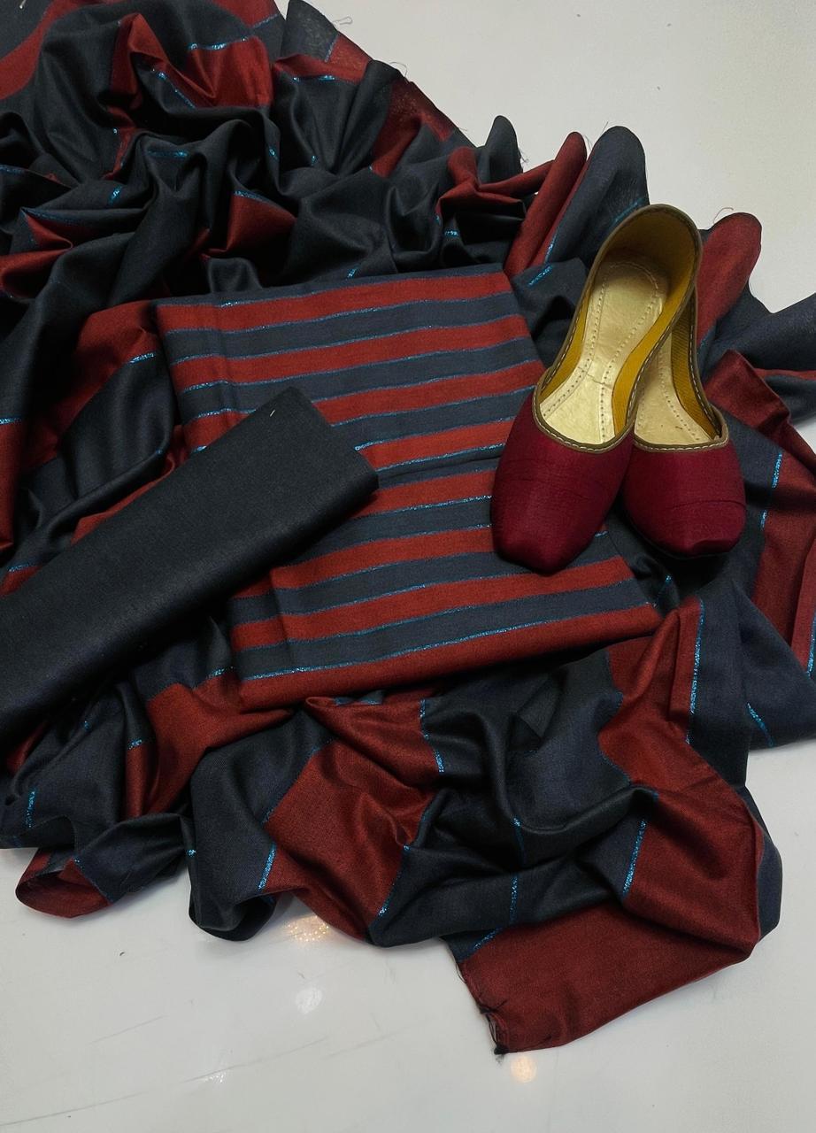 Ladies Unstitched Acrylic Susi 3pc Budgeted Dress