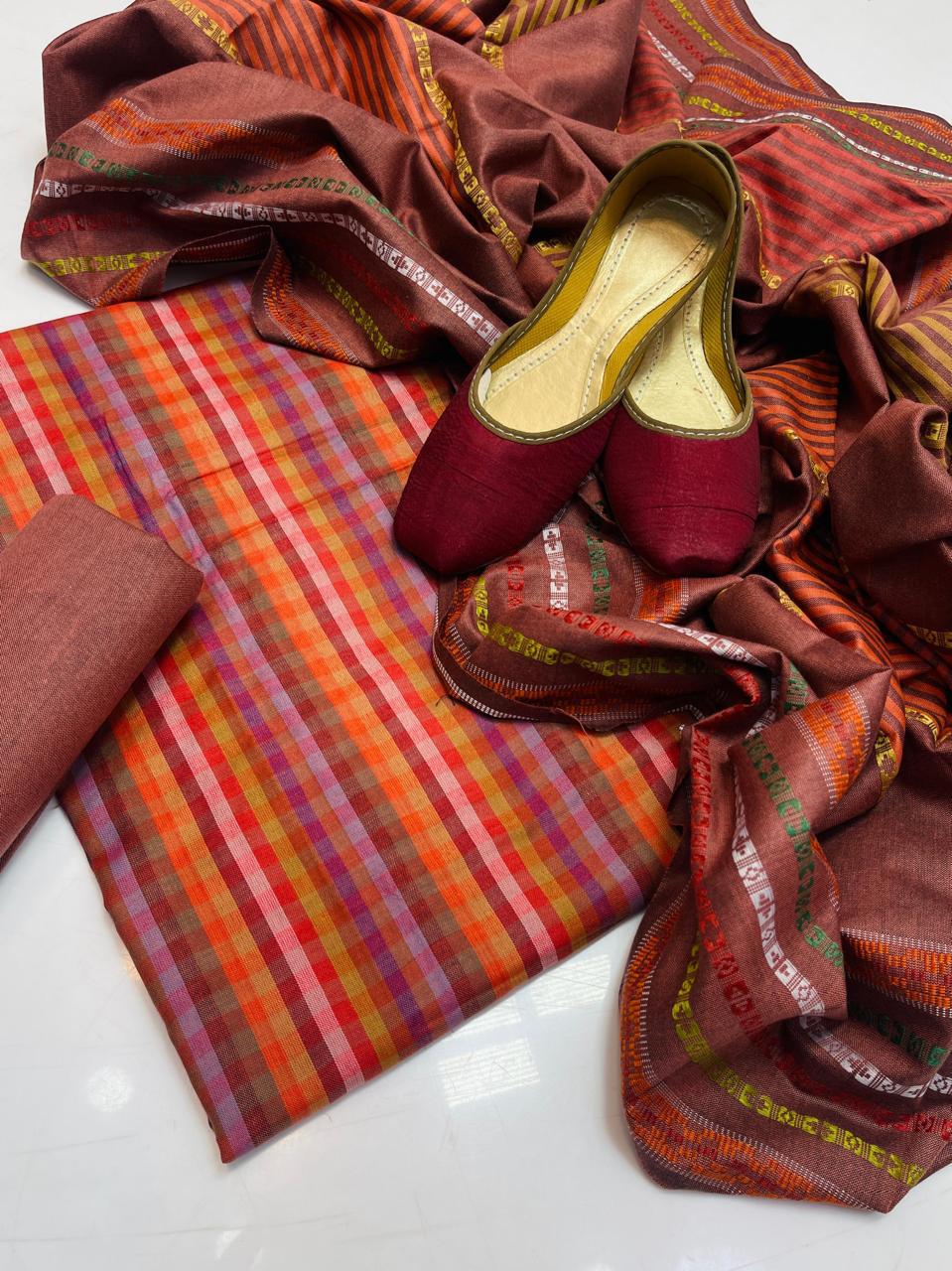 Ladies Unstitched Acrylic Susi 3pc Budgeted Dress