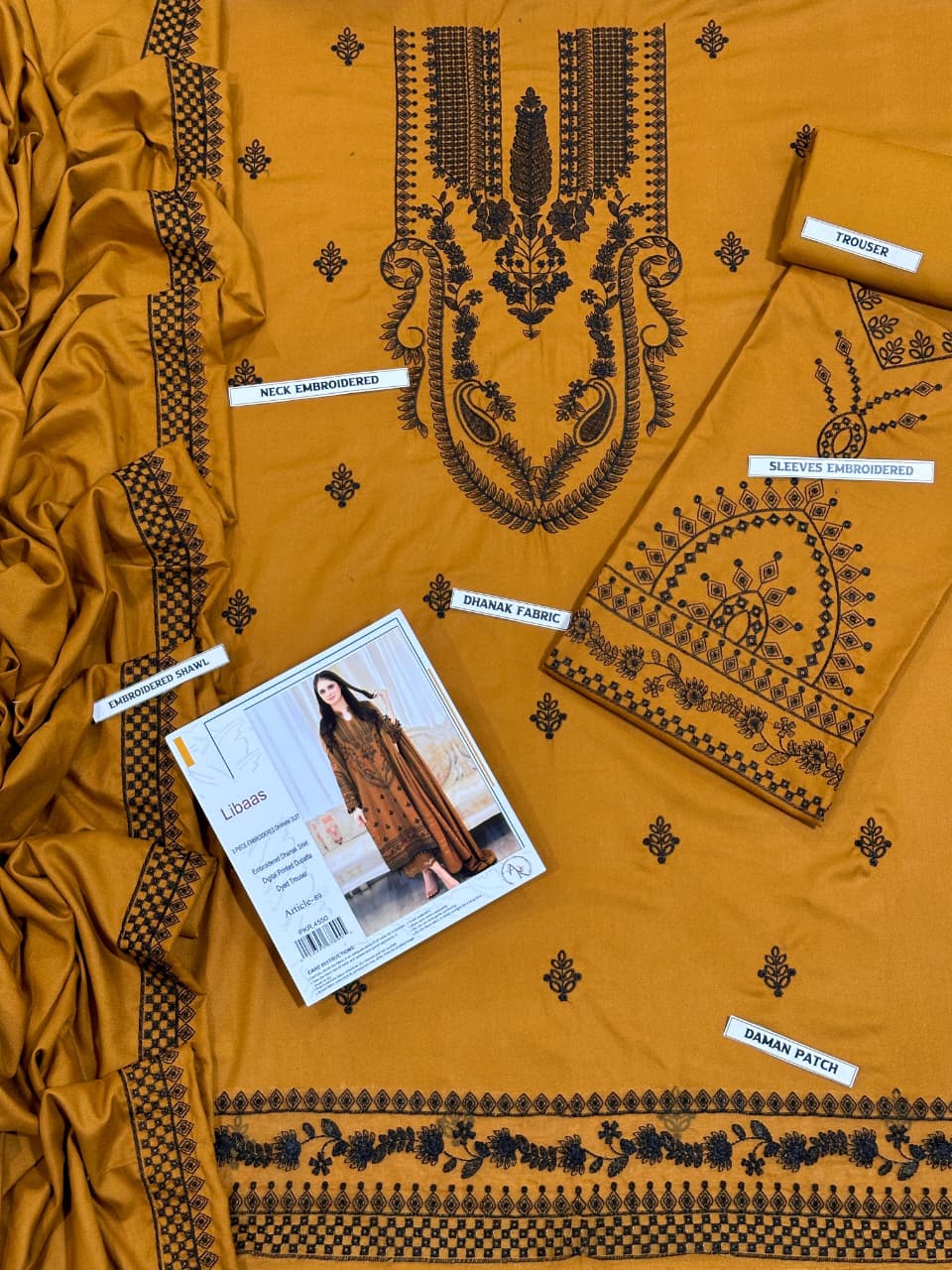 Luxury Airjet Dhanak 3PC Embroidered Dress • Unstitched Winter Ladies Collection