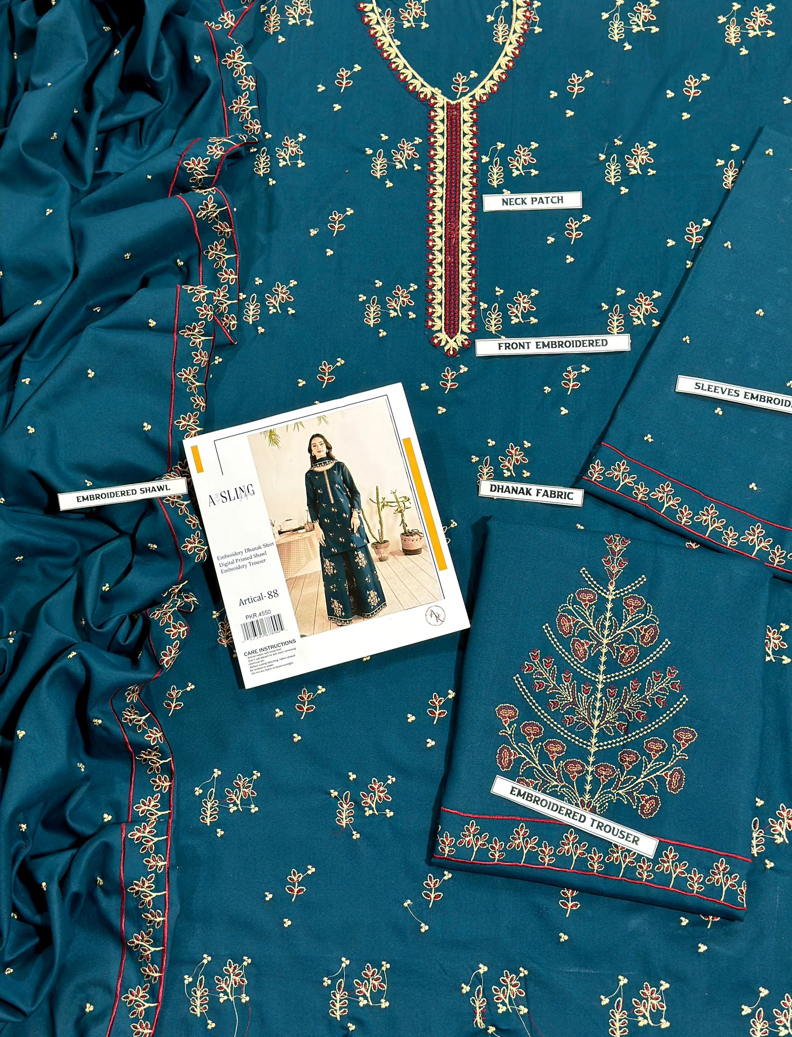 Luxury Airjet Dhanak 3PC Embroidered Dress • Unstitched Winter Ladies Collection