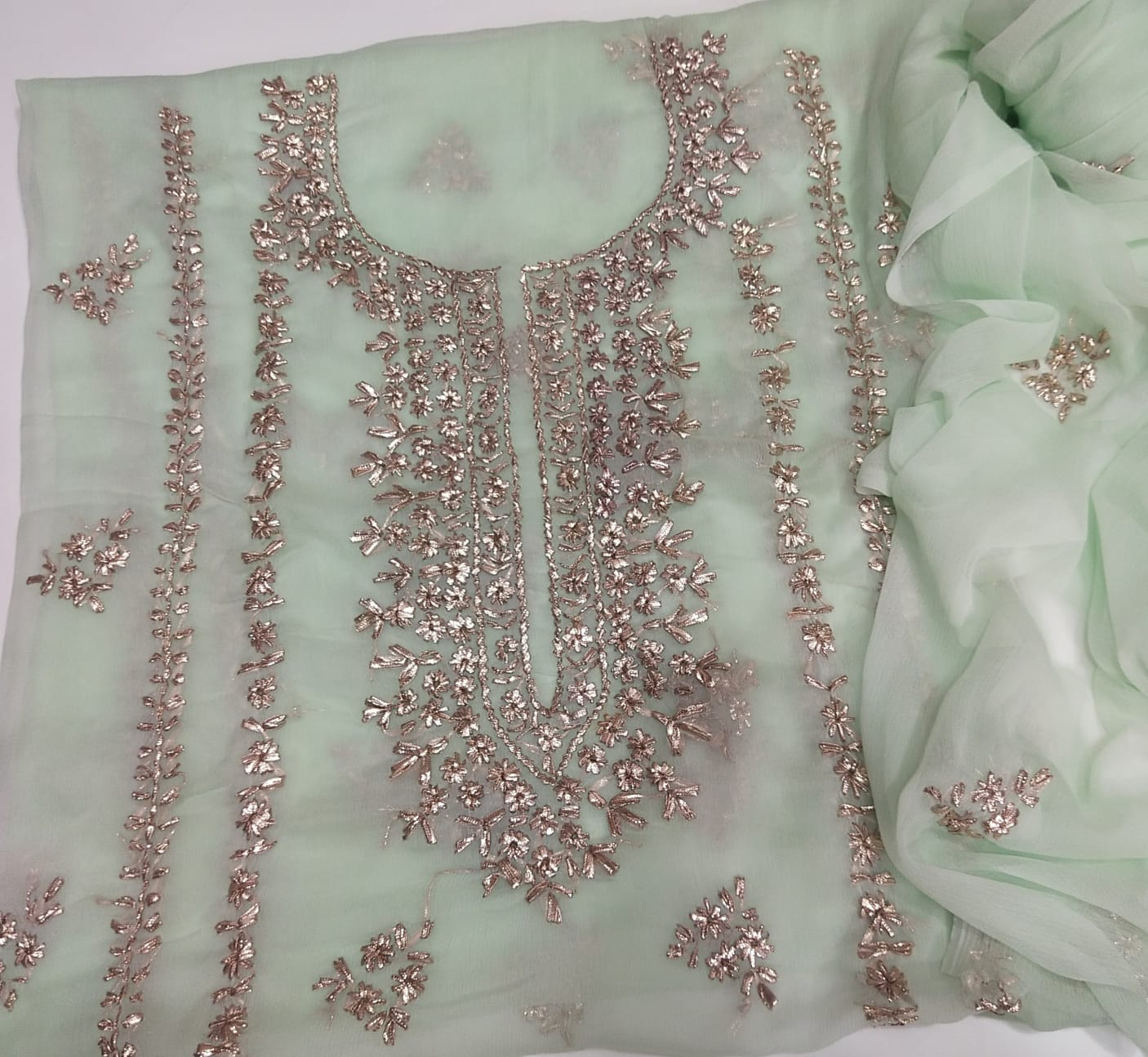 2pc Soft Chiffon Handmade Gota Embroidery