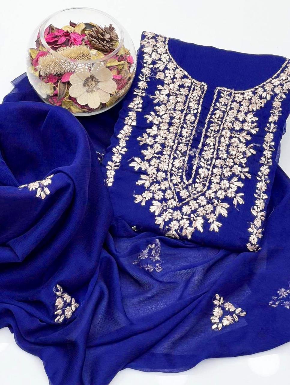 2pc Soft Chiffon Handmade Gota Embroidery