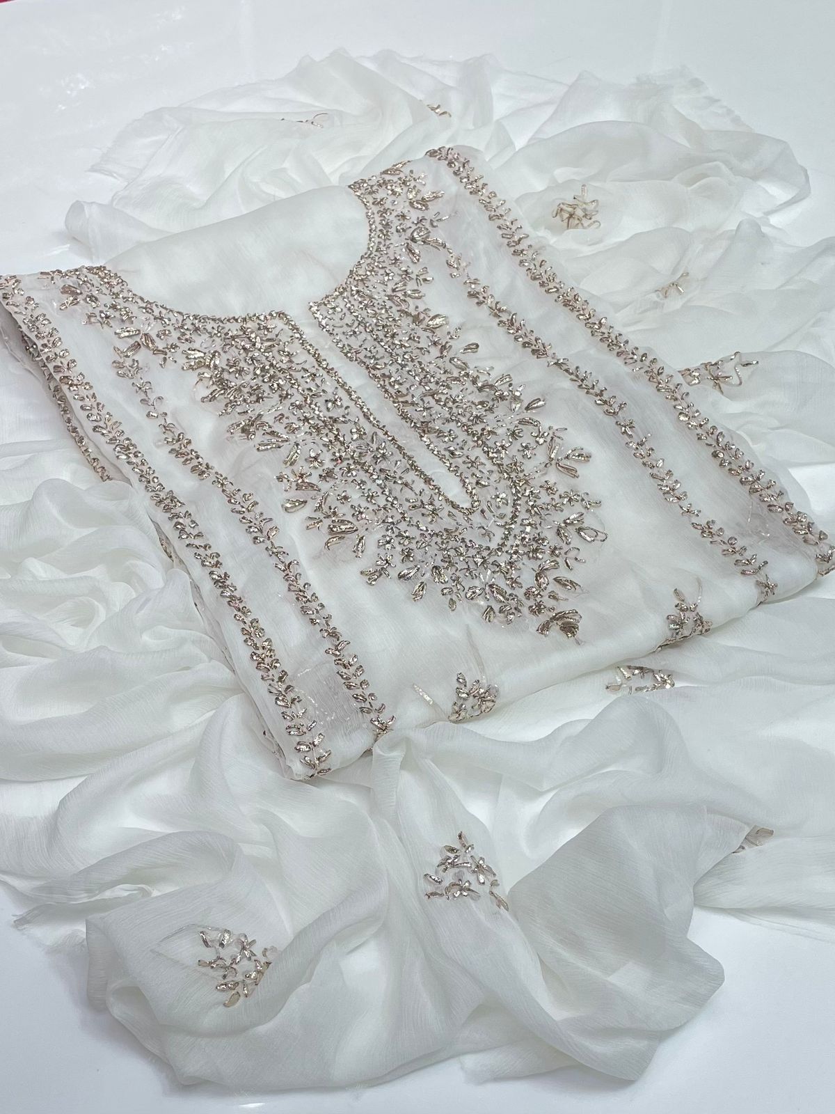 2pc Soft Chiffon Handmade Gota Embroidery