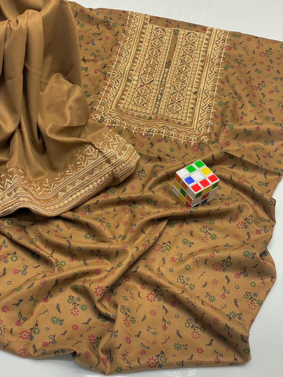 LADIES UNSTITCHED 2PC DHANAK MARINA EMB DRESS