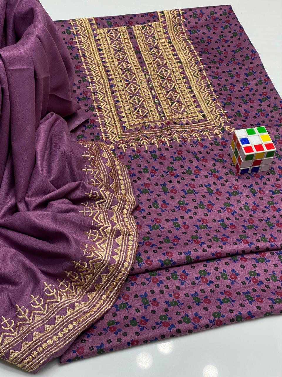 LADIES UNSTITCHED 2PC DHANAK MARINA EMB DRESS