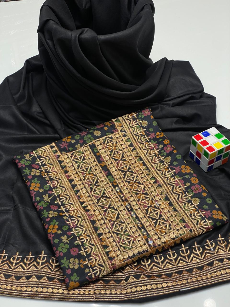 LADIES UNSTITCHED 2PC DHANAK MARINA EMB DRESS