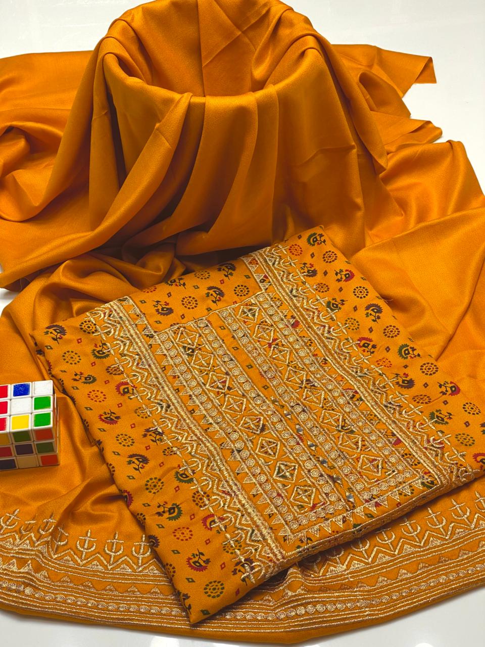 LADIES UNSTITCHED 2PC DHANAK MARINA EMB DRESS