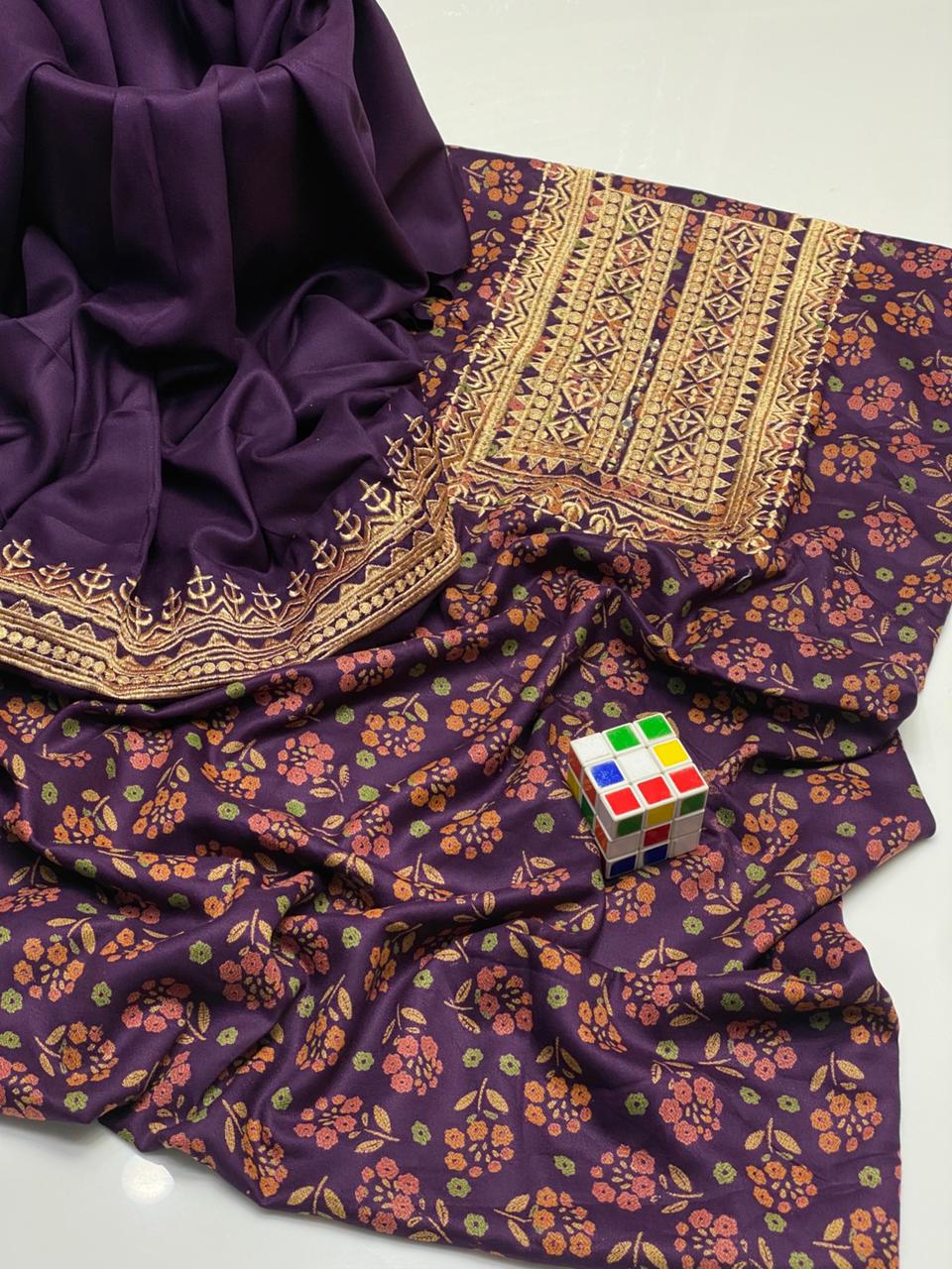 LADIES UNSTITCHED 2PC DHANAK MARINA EMB DRESS