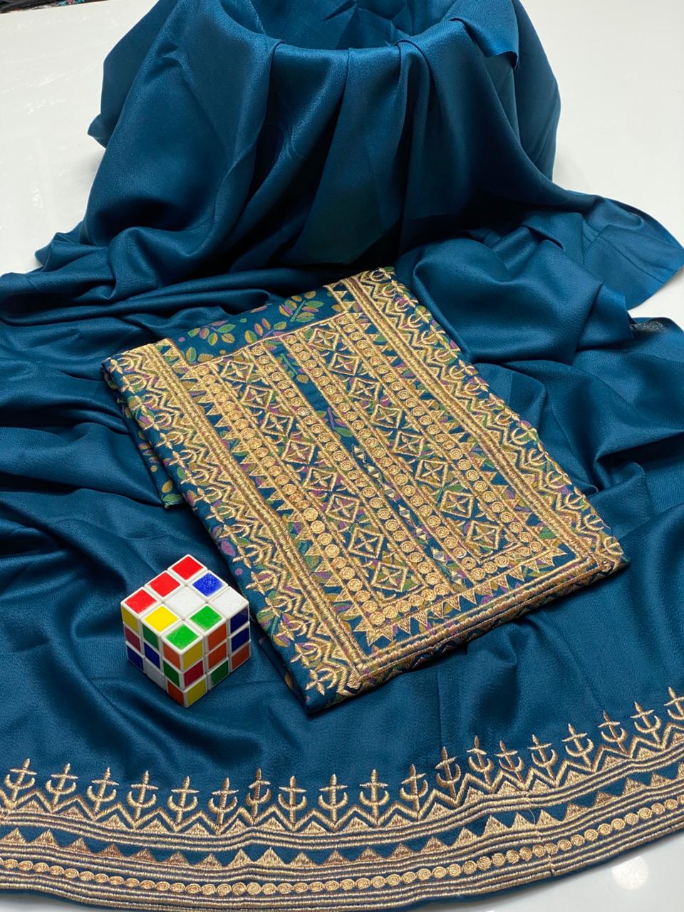 LADIES UNSTITCHED 2PC DHANAK MARINA EMB DRESS