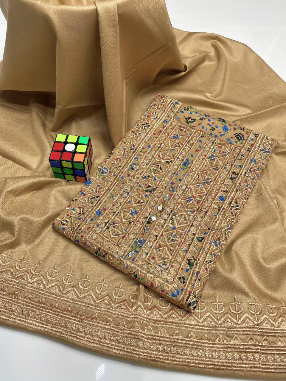 LADIES UNSTITCHED 2PC DHANAK MARINA EMB DRESS