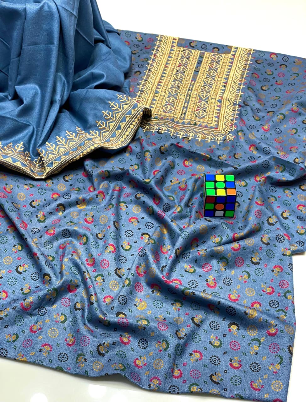 LADIES UNSTITCHED 2PC DHANAK MARINA EMB DRESS