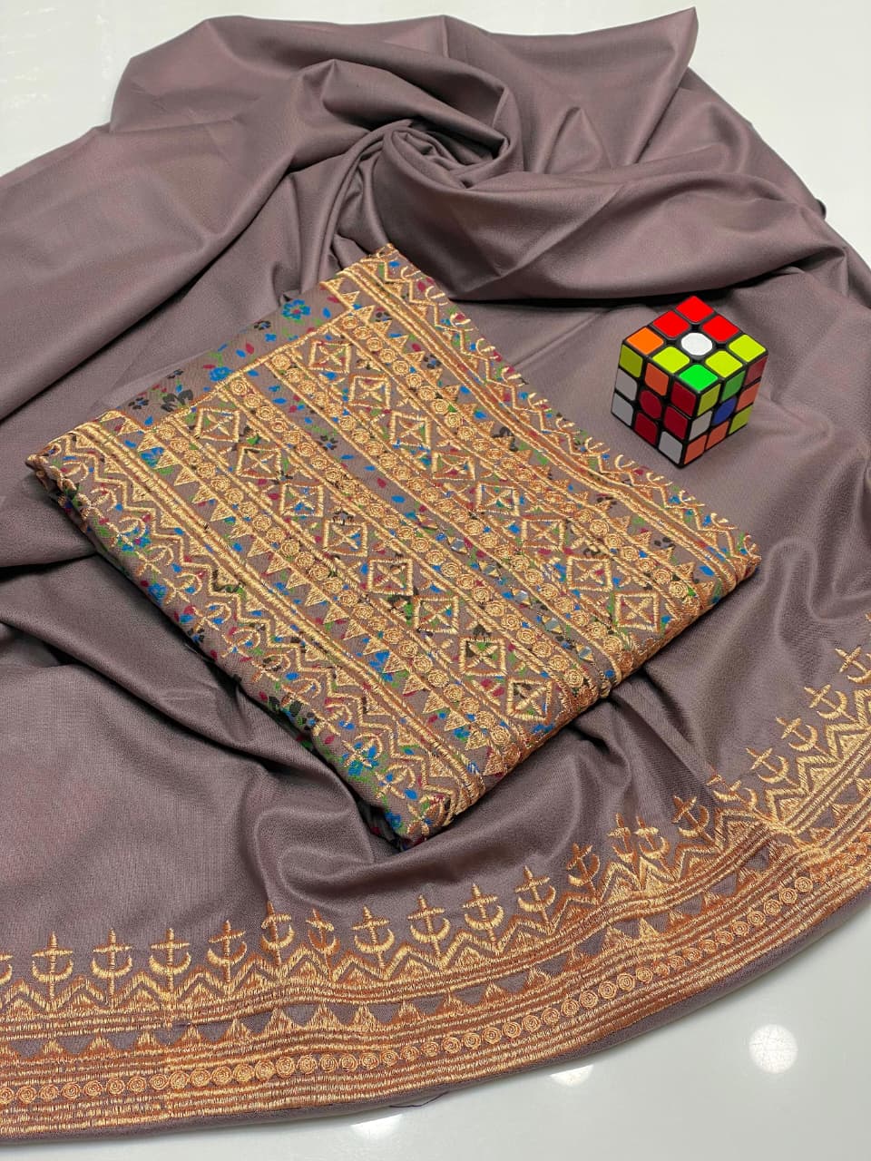 LADIES UNSTITCHED 2PC DHANAK MARINA EMB DRESS